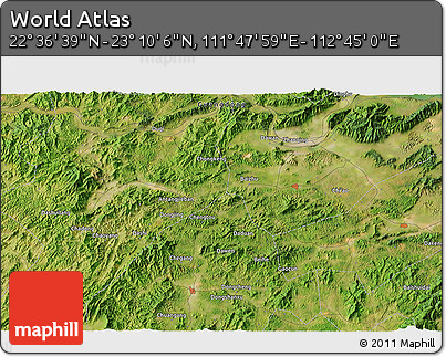 Satellite 3D Map of the Area around 22° 53' 22" N, 112° 16' 30" E
