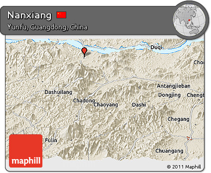 Shaded Relief Panoramic Map of Nanxiang