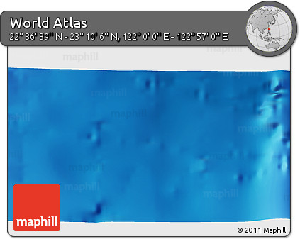Physical 3D Map of the Area around 22° 53' 22" N, 122° 28' 29" E