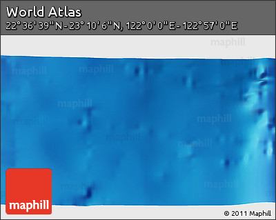 Physical 3D Map of the Area around 22° 53' 22" N, 122° 28' 29" E