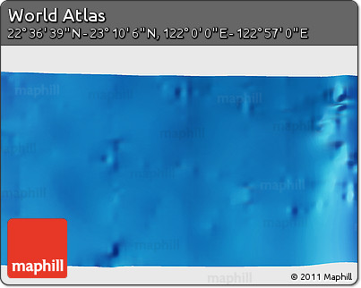 Physical 3D Map of the Area around 22° 53' 22" N, 122° 28' 29" E