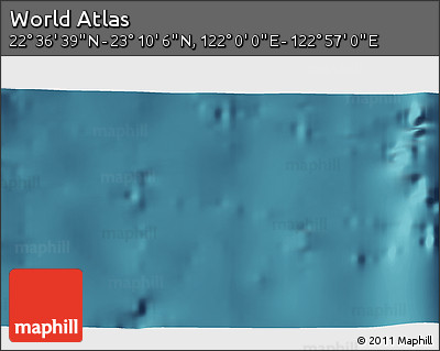 Satellite 3D Map of the Area around 22° 53' 22" N, 122° 28' 29" E