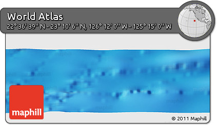 Shaded Relief Panoramic Map of the Area around 22° 53' 22" N, 125° 43' 29" W