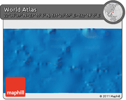 Physical 3D Map of the Area around 22° 53' 22" N, 131° 49' 29" E
