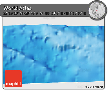 Physical 3D Map of the Area around 22° 53' 22" N, 134° 22' 30" E