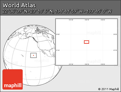 Blank Location Map of the Area around 22° 53' 22" N, 134° 13' 29" W