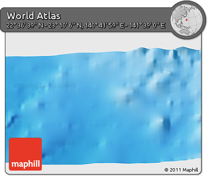 Physical 3D Map of the Area around 22° 53' 22" N, 141° 10' 30" E