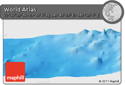 Physical Panoramic Map of the Area around 22° 53' 22" N, 141° 10' 30" E
