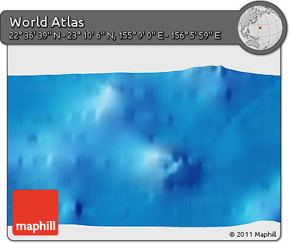 Physical 3D Map of the Area around 22° 53' 22" N, 155° 37' 30" E