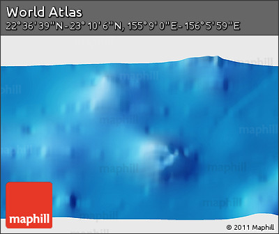 Physical 3D Map of the Area around 22° 53' 22" N, 155° 37' 30" E