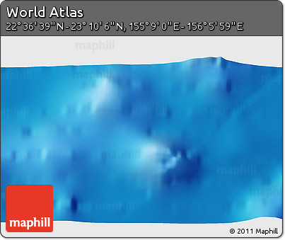 Physical 3D Map of the Area around 22° 53' 22" N, 155° 37' 30" E