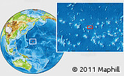 Physical Location Map of the area around 22° 53' 22" N, 155° 37' 30" E