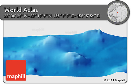 Physical Panoramic Map of the Area around 22° 53' 22" N, 155° 37' 30" E