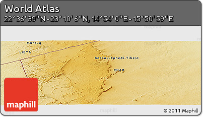 Physical Panoramic Map of the Area around 22° 53' 22" N, 15° 22' 30" E