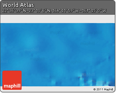 Shaded Relief 3D Map of the Area around 22° 53' 22" N, 168° 13' 29" W