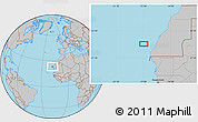Gray Location Map of the area around 22° 53' 22" N, 17° 46' 29" W