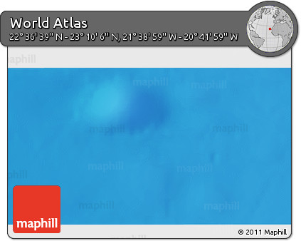 Shaded Relief 3D Map of the Area around 22° 53' 22" N, 21° 10' 29" W