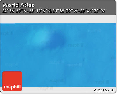 Shaded Relief 3D Map of the Area around 22° 53' 22" N, 21° 10' 29" W