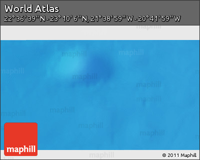 Shaded Relief 3D Map of the Area around 22° 53' 22" N, 21° 10' 29" W