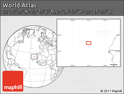 Blank Location Map of the Area around 22° 53' 22" N, 21° 10' 29" W