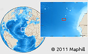 Shaded Relief Location Map of the area around 22° 53' 22" N, 21° 10' 29" W