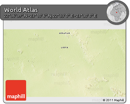 Physical 3D Map of the Area around 22° 53' 22" N, 23° 1' 29" E