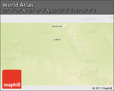 Physical 3D Map of the Area around 22° 53' 22" N, 23° 1' 29" E