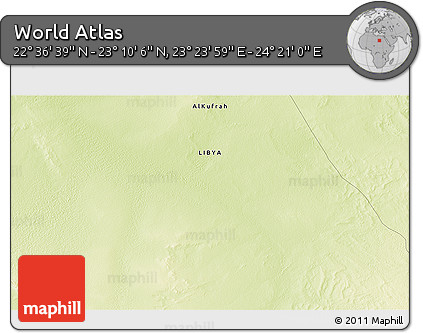 Physical 3D Map of the Area around 22° 53' 22" N, 23° 52' 30" E