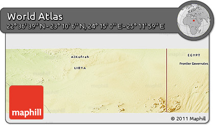 Physical Panoramic Map of the Area around 22° 53' 22" N, 24° 43' 30" E
