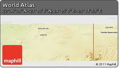 Physical Panoramic Map of the Area around 22° 53' 22" N, 24° 43' 30" E