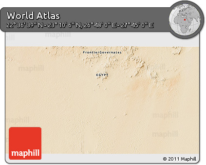 Satellite 3D Map of the Area around 22° 53' 22" N, 27° 16' 29" E
