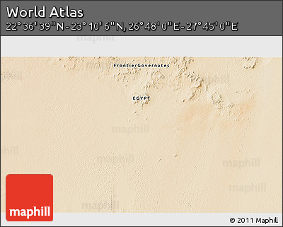 Satellite 3D Map of the Area around 22° 53' 22" N, 27° 16' 29" E