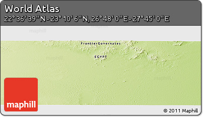 Physical Panoramic Map of the Area around 22° 53' 22" N, 27° 16' 29" E