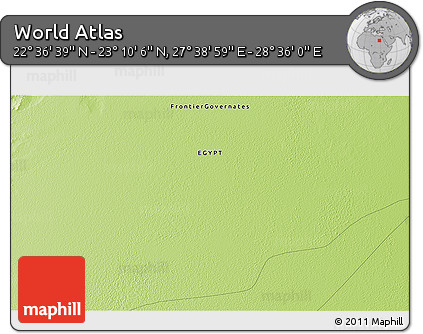 Physical 3D Map of the Area around 22° 53' 22" N, 28° 7' 30" E