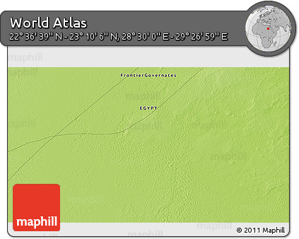 Physical 3D Map of the Area around 22° 53' 22" N, 28° 58' 30" E
