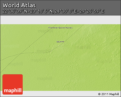 Physical 3D Map of the Area around 22° 53' 22" N, 28° 58' 30" E