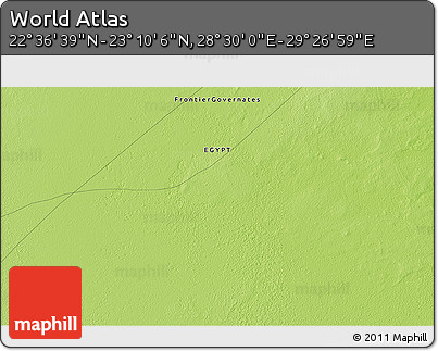 Physical 3D Map of the Area around 22° 53' 22" N, 28° 58' 30" E