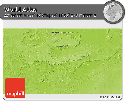 Physical 3D Map of the Area around 22° 53' 22" N, 30° 40' 29" E