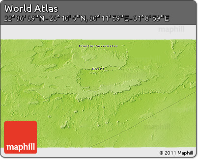 Physical 3D Map of the Area around 22° 53' 22" N, 30° 40' 29" E