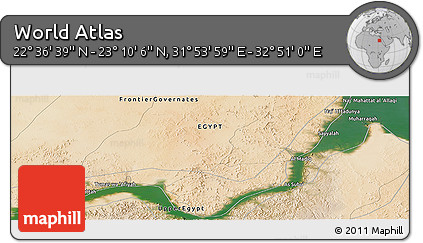 Satellite Panoramic Map of the Area around 22° 53' 22" N, 32° 22' 30" E