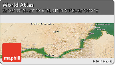 Satellite Panoramic Map of the Area around 22° 53' 22" N, 32° 22' 30" E