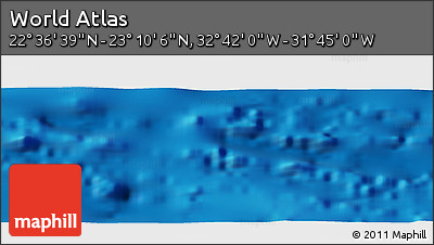 Shaded Relief Panoramic Map of the Area around 22° 53' 22" N, 32° 13' 30" W