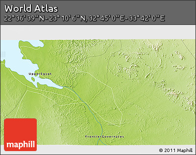 Physical 3D Map of the Area around 22° 53' 22" N, 33° 13' 30" E