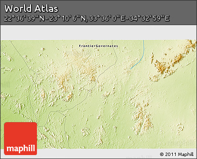 Physical 3D Map of the Area around 22° 53' 22" N, 34° 4' 30" E