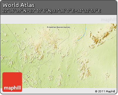 Physical 3D Map of the Area around 22° 53' 22" N, 34° 4' 30" E