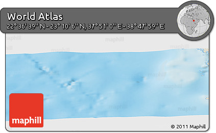 Shaded Relief Panoramic Map of the Area around 22° 53' 22" N, 38° 19' 30" E