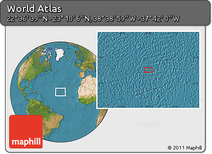 Satellite Location Map of the Area around 22° 53' 22" N, 38° 10' 29" W