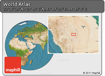 Satellite Location Map of the Area around 22° 53' 22" N, 44° 16' 29" E