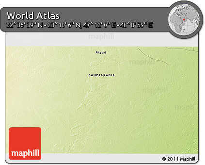 Physical 3D Map of the Area around 22° 53' 22" N, 47° 40' 29" E