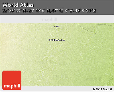 Physical 3D Map of the Area around 22° 53' 22" N, 47° 40' 29" E